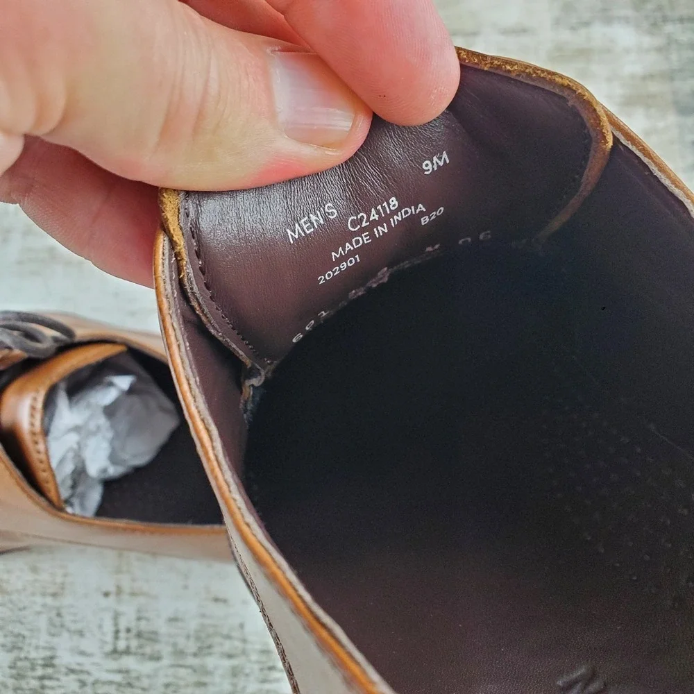 Cole Haan Benton Mens Oxford Shoes Sz 9 M Dark Brown Leather Lace Up Plain Toe